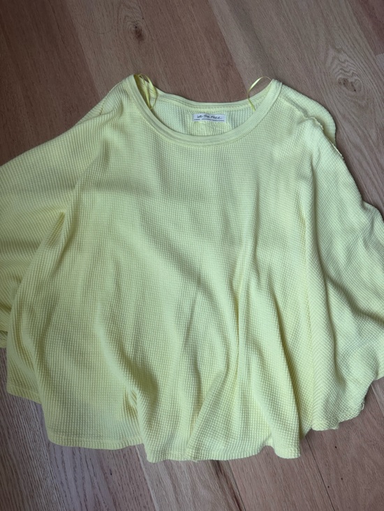 We The Free Tops - Free People Yellow Waffle Knit Crewneck Top